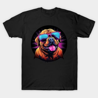 Retro Wave Dogue de Bordeaux Dog Shirt T-Shirt